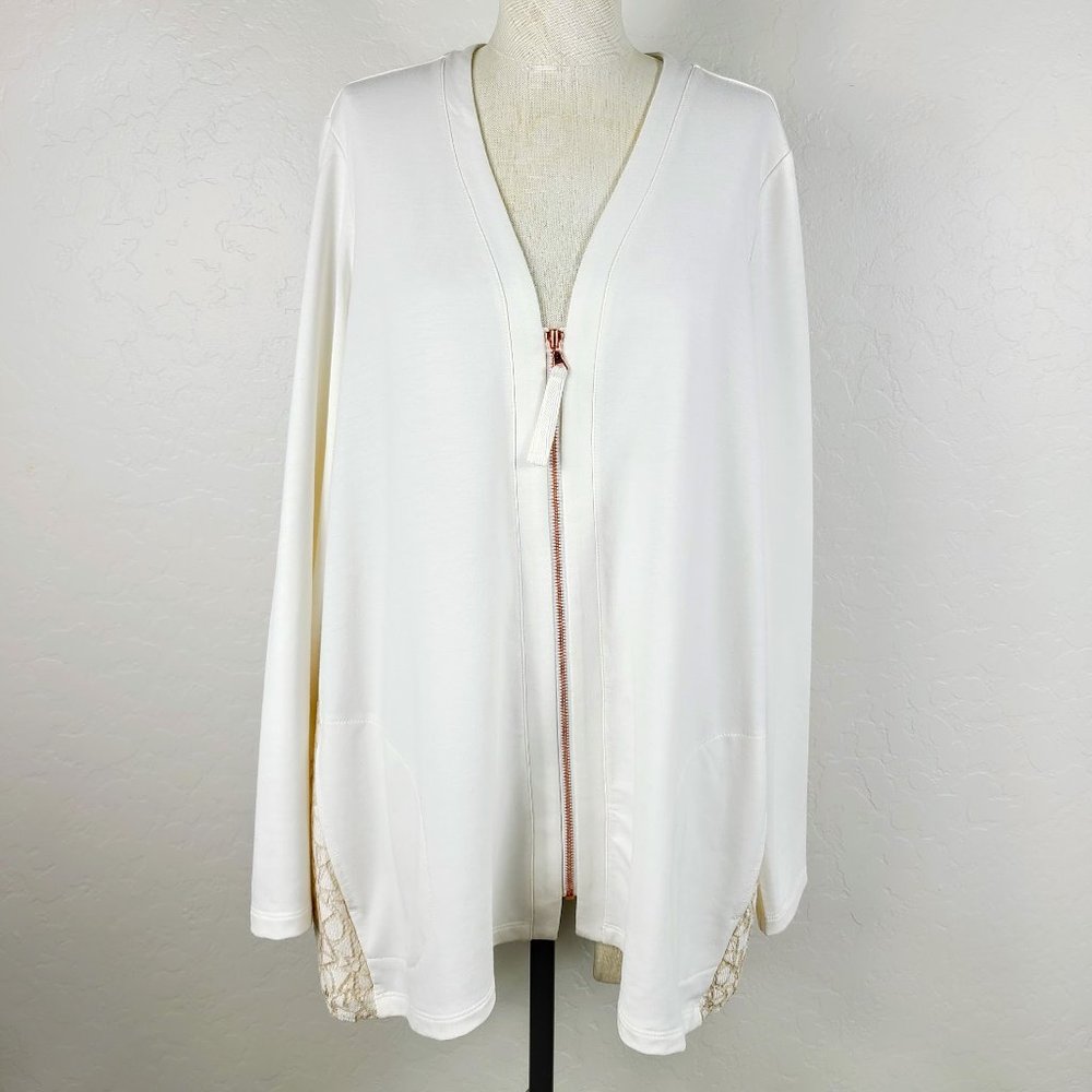 LOGO Lounge Lori Goldstein Back Lace Tunic Top